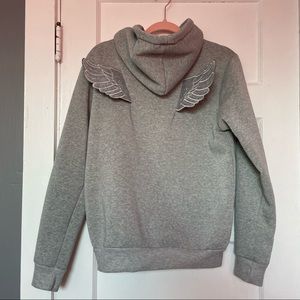 Winged heather gray hoodie